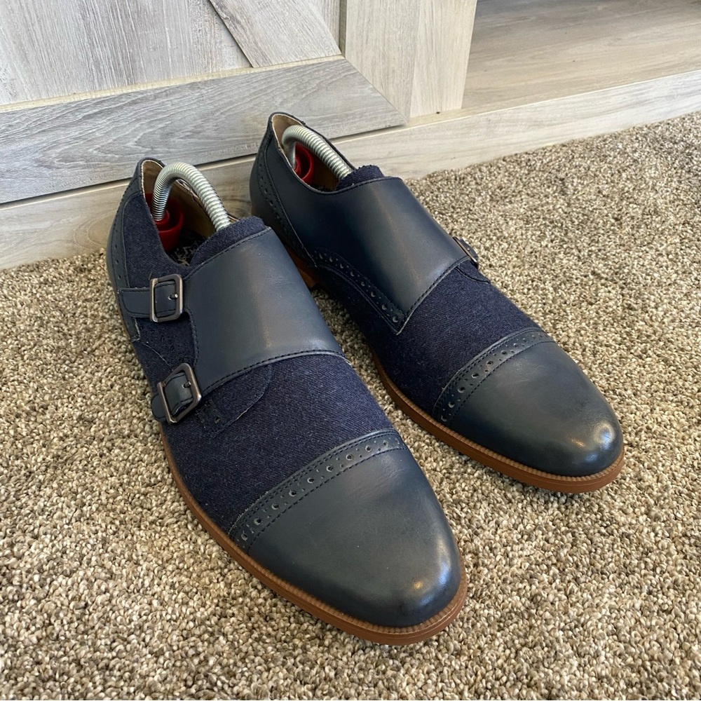 New Penguin Munsingwear Men’s Navy Double Monk Strap Shoes 9.5